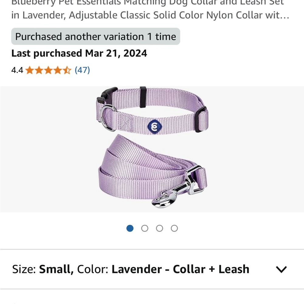 Lavender Nylon Collar and Leash Set